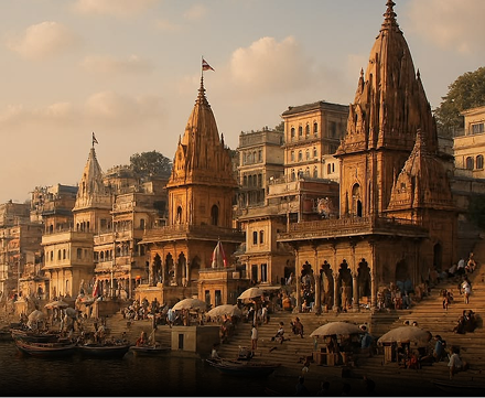 Ancient Ghats of Kashi Varanasi along the Ganga
