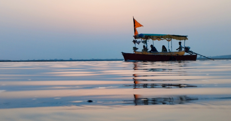 A boat on the Sarayu River, Ayodhya
